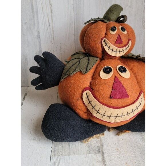 felt large pumpkin jack o'lantern man home decor Halloween fall Harvest - Picture 2 of 9